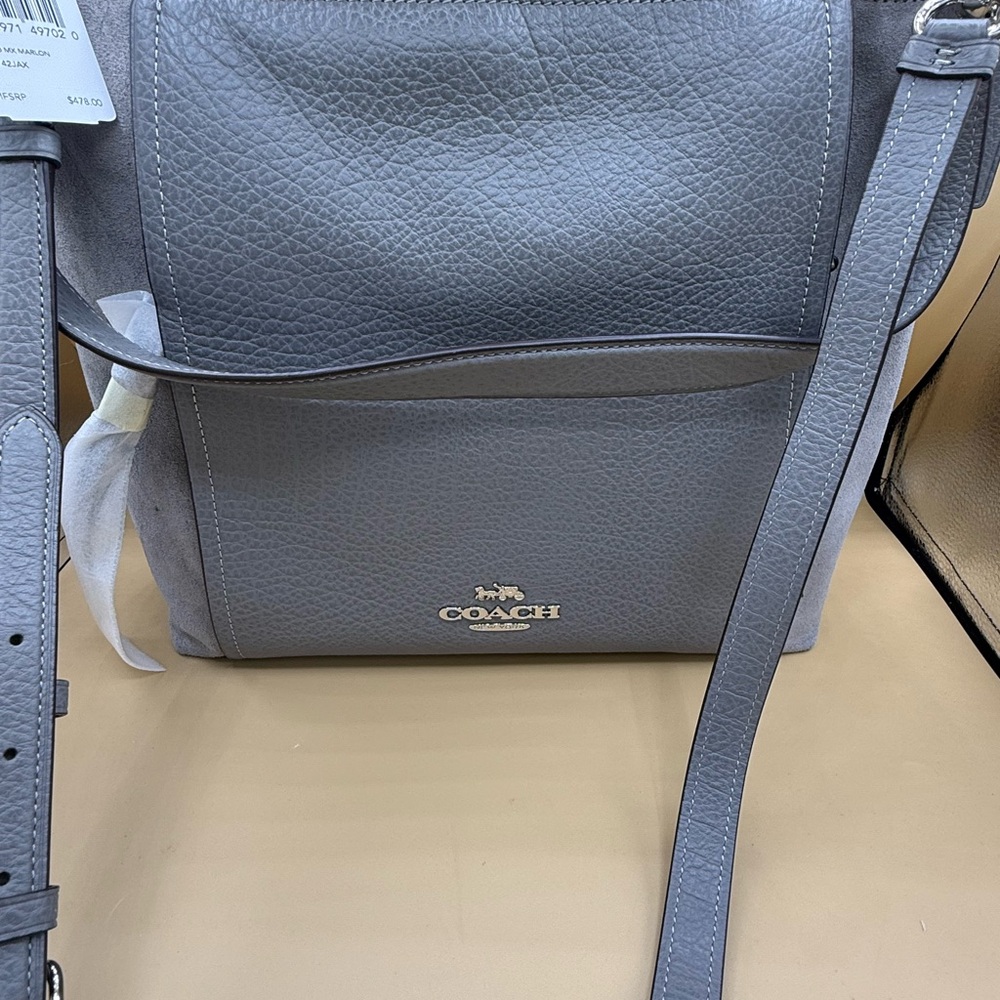 Coach Marlon suede leather  gray Hobo bag large purse bag NWT MSRP $478